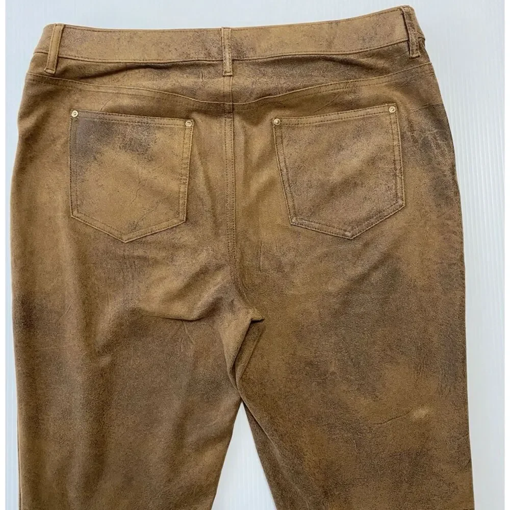 Chico's Women's Slim Pants Mid Rise Tan/Brown Soft Faux Suede Size 1 (fit 34x30) - Picture 5 of 11